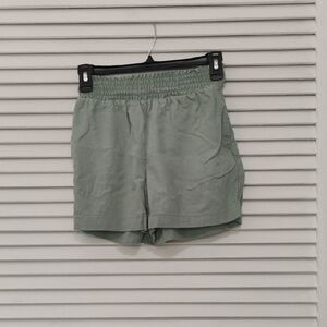 Green Elastic Waist Shorts